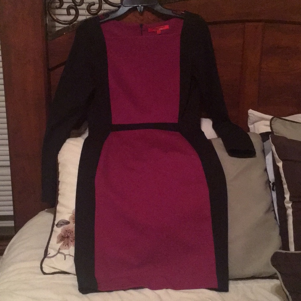 Flattering L/S, below knee dress